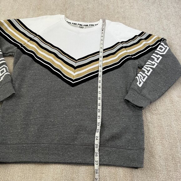 PINK Victoria’s Secret Spirit Stripe Pullover Grey Sweatshirt S - Picture 5 of 10